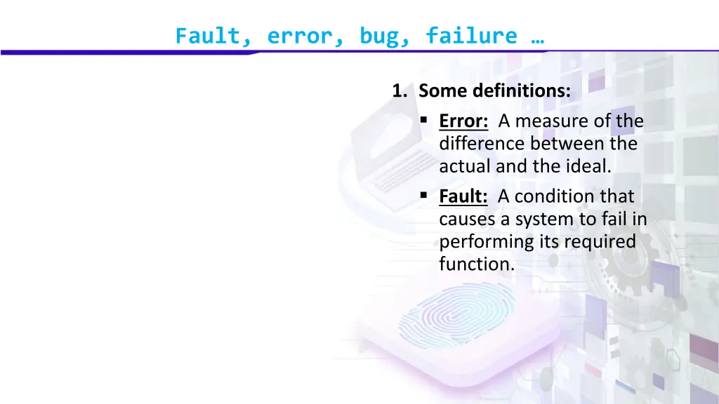 fault error bug failure