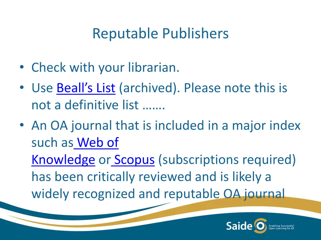reputable publishers