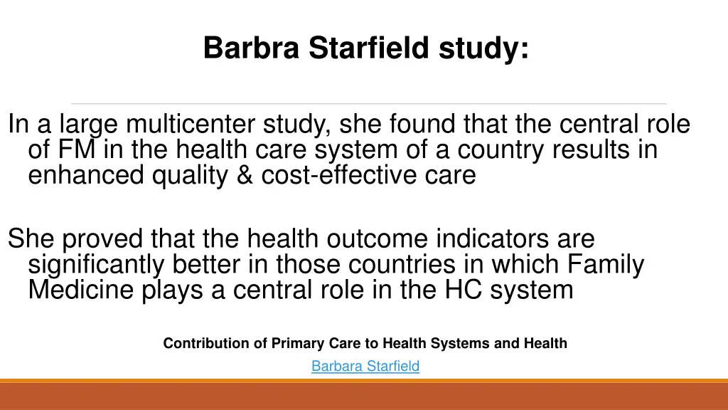 barbra starfield study