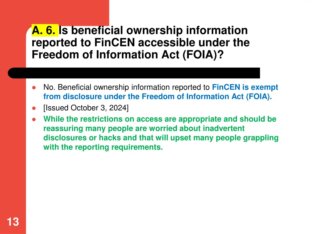 a 6 is beneficial ownership information reported