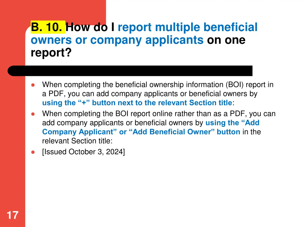 b 10 how do i report multiple beneficial owners
