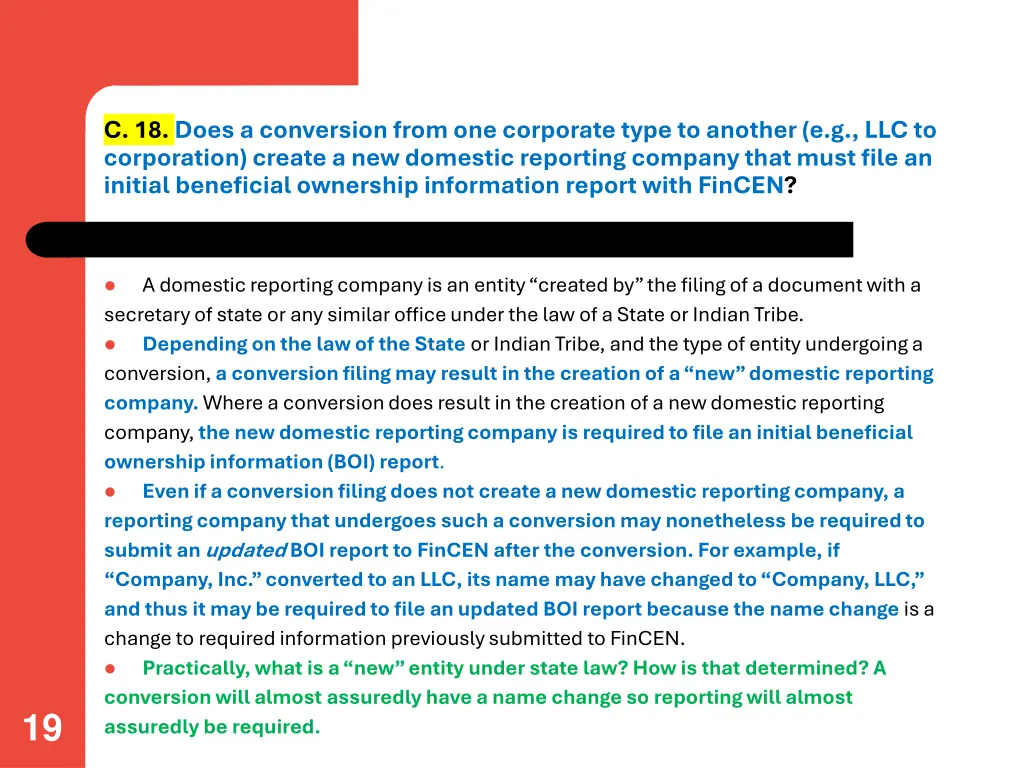 c 18 does a conversion from one corporate type