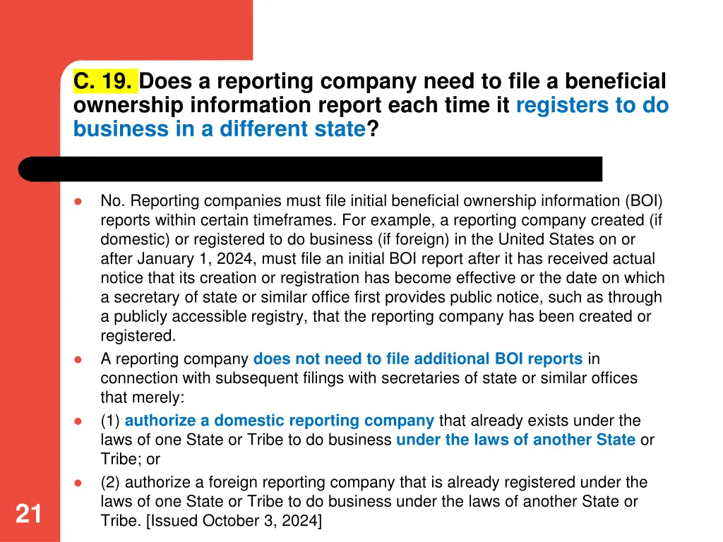 c 19 does a reporting company need to file