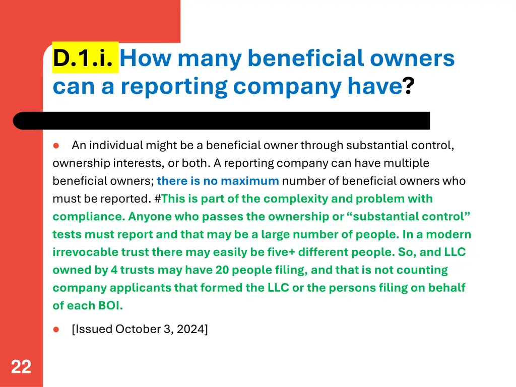 d 1 i how many beneficial owners can a reporting