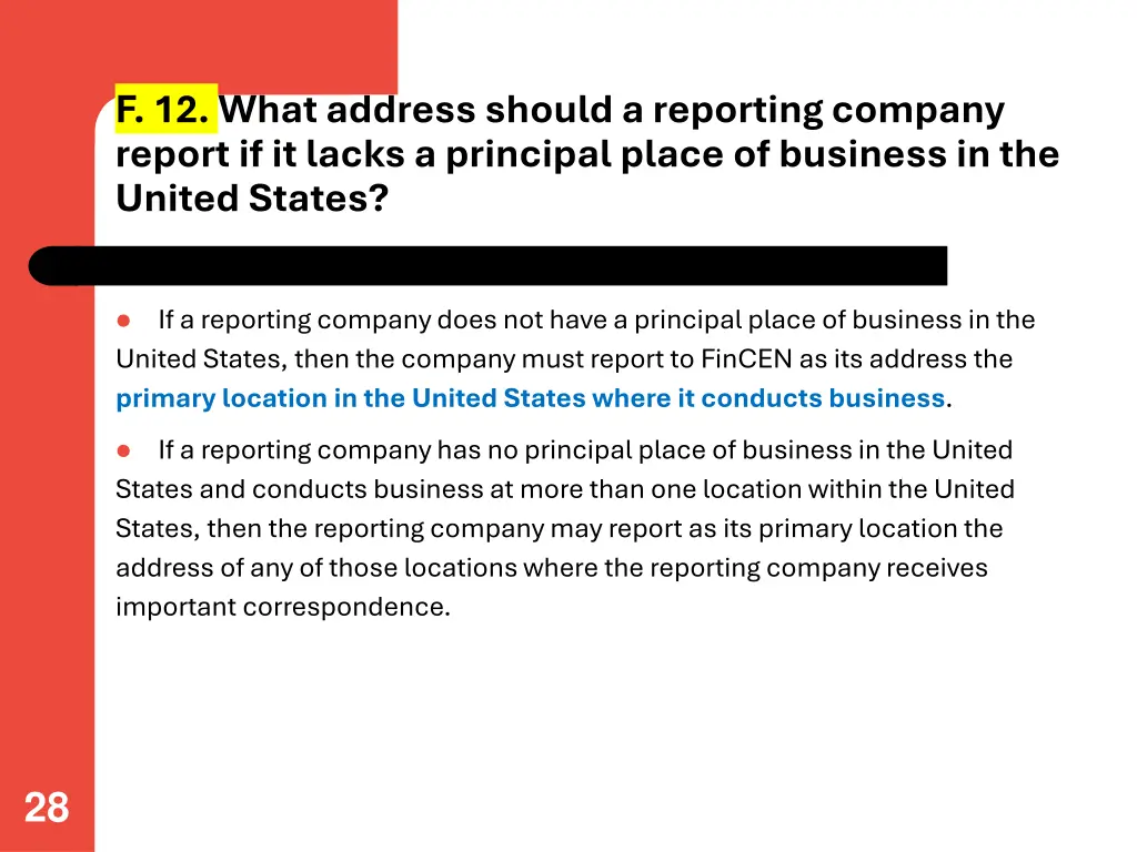 f 12 what address should a reporting company