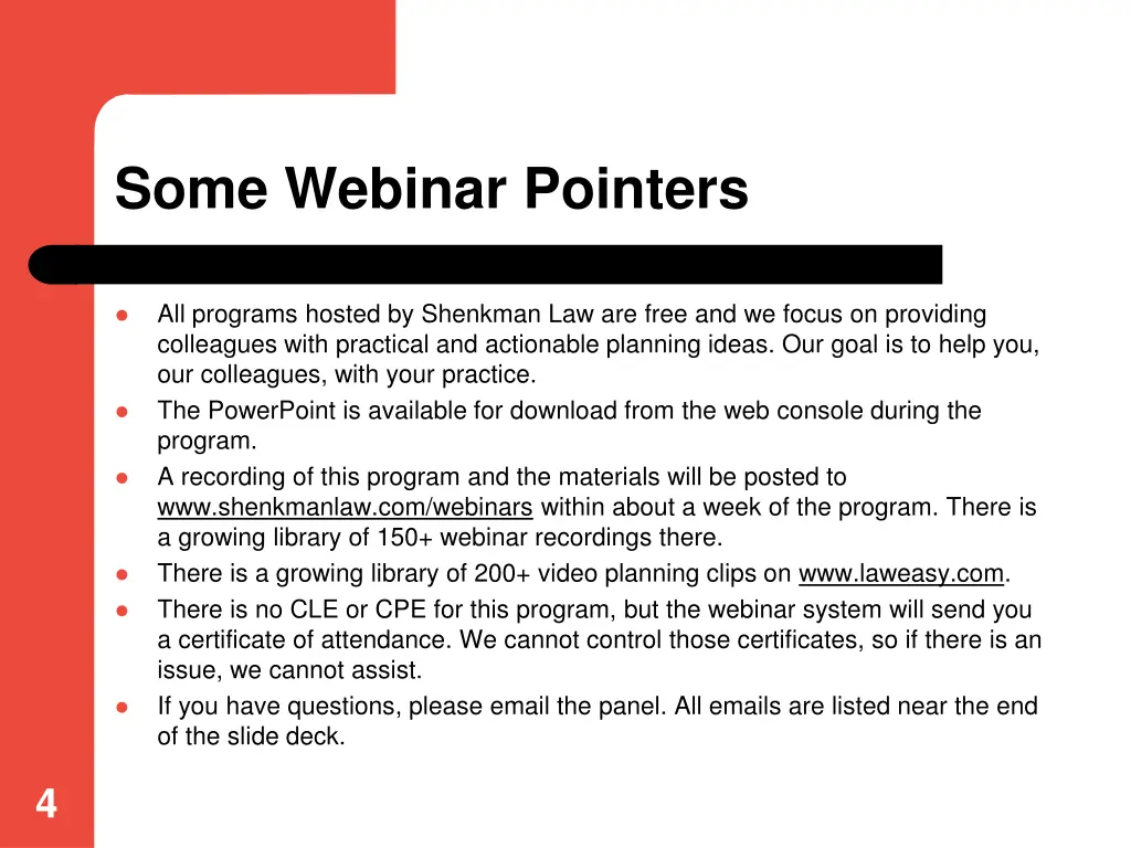 some webinar pointers