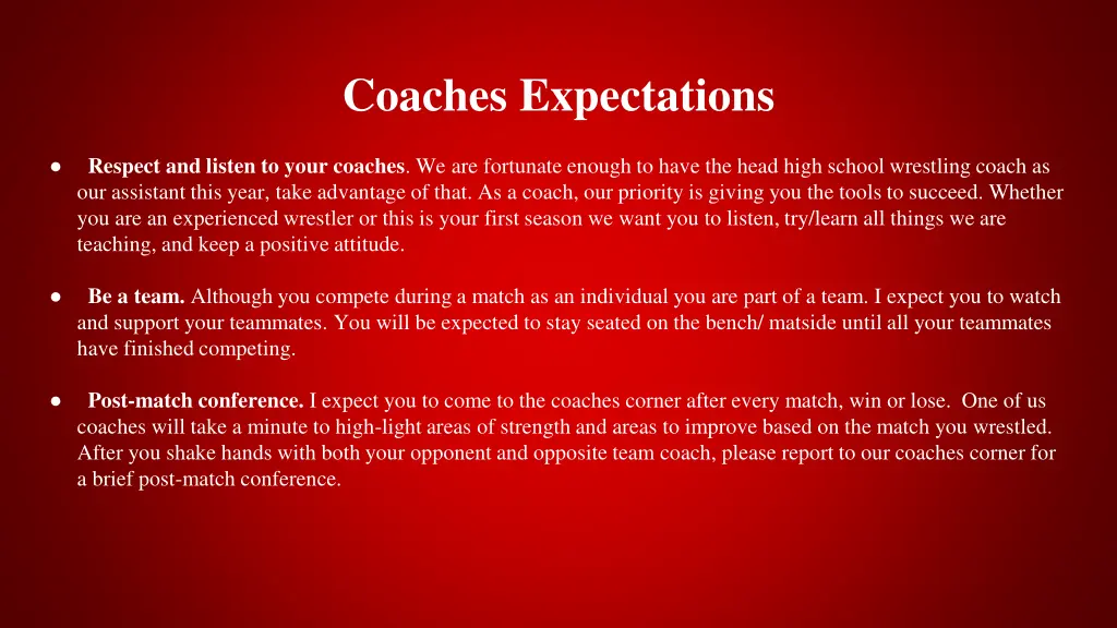 coaches expectations 1
