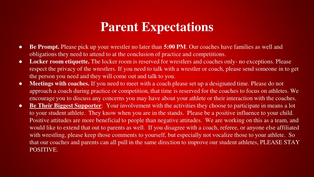 parent expectations