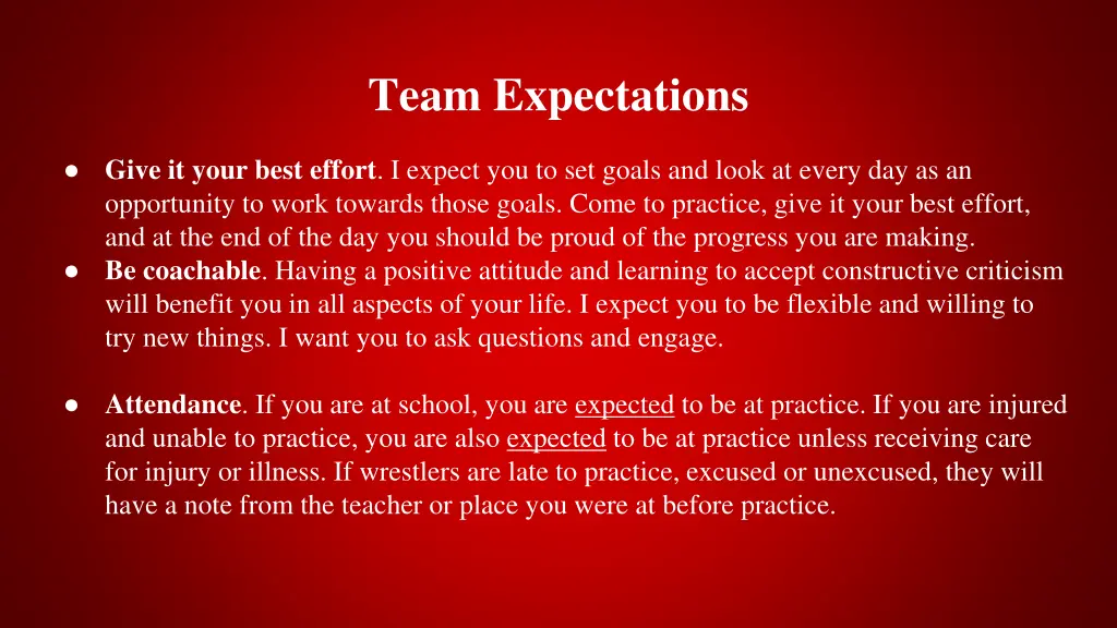 team expectations 1
