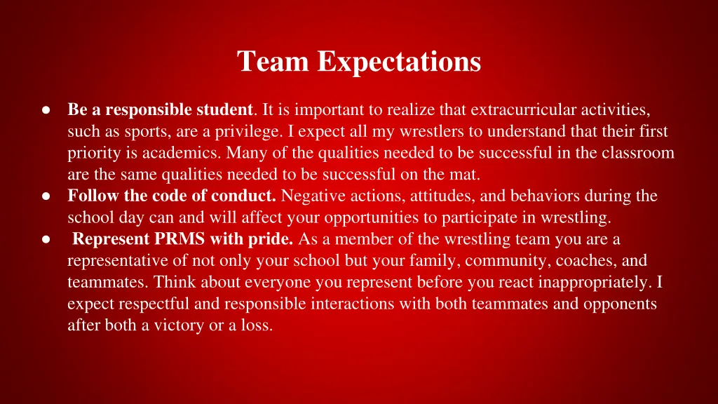 team expectations