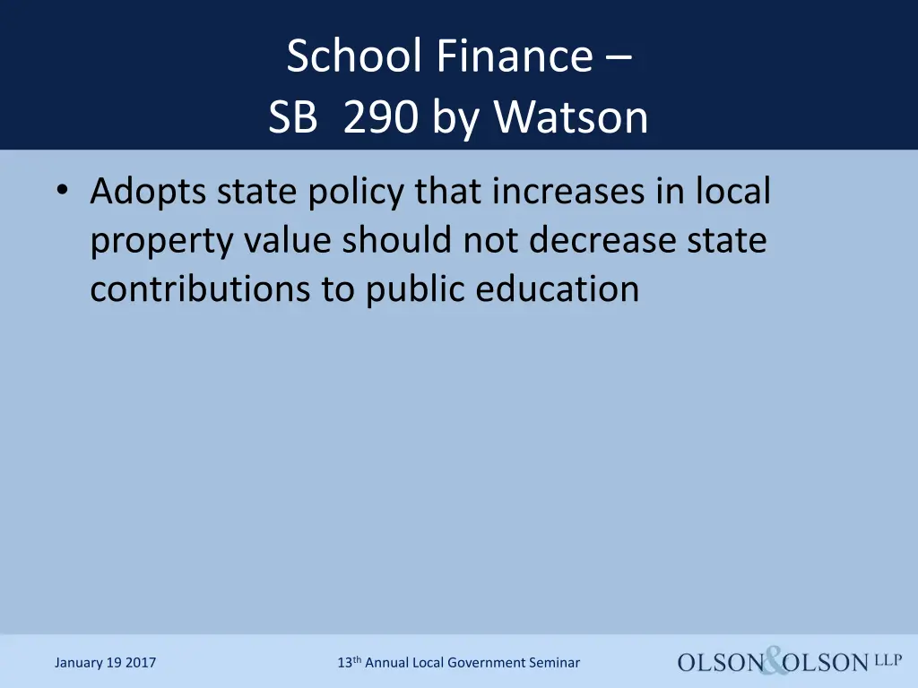 school finance sb 290 by watson