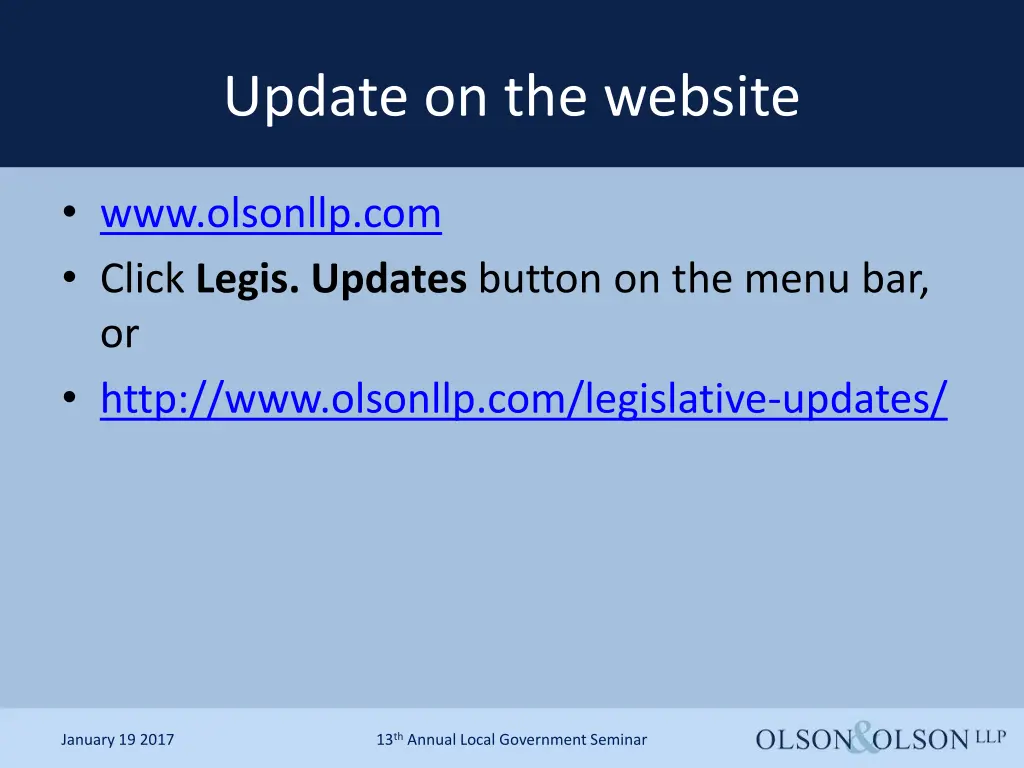 update on the website