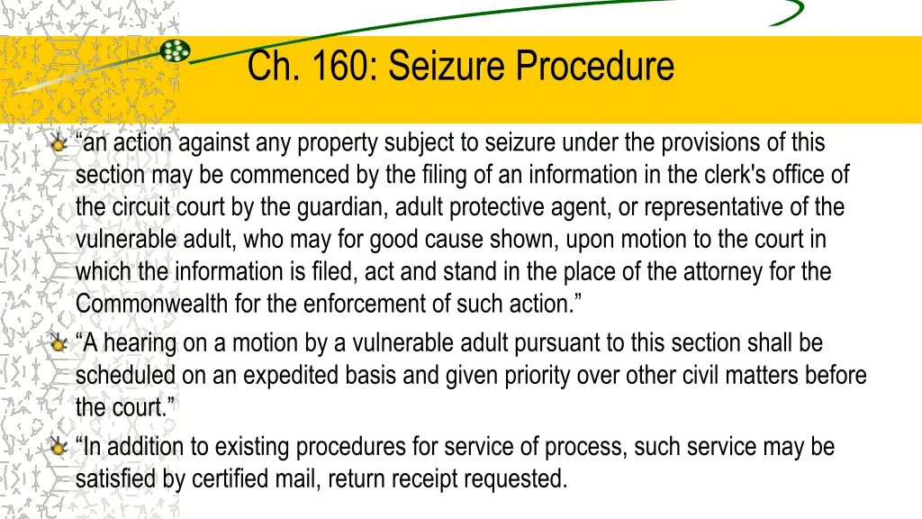 ch 160 seizure procedure