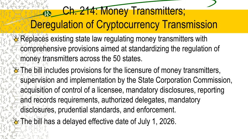ch 214 money transmitters deregulation