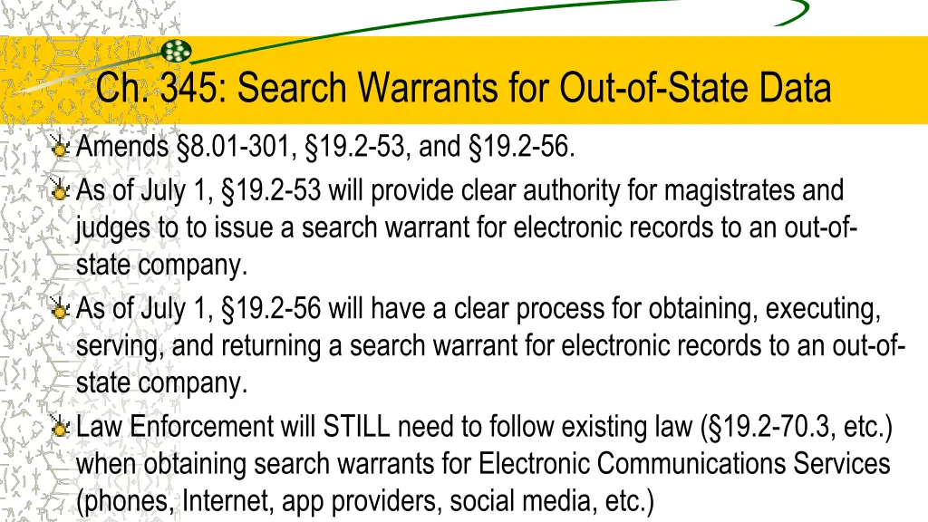 ch 345 search warrants for out of state data
