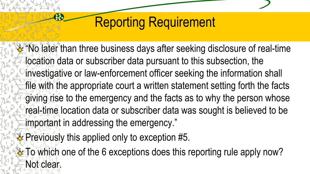 reporting requirement