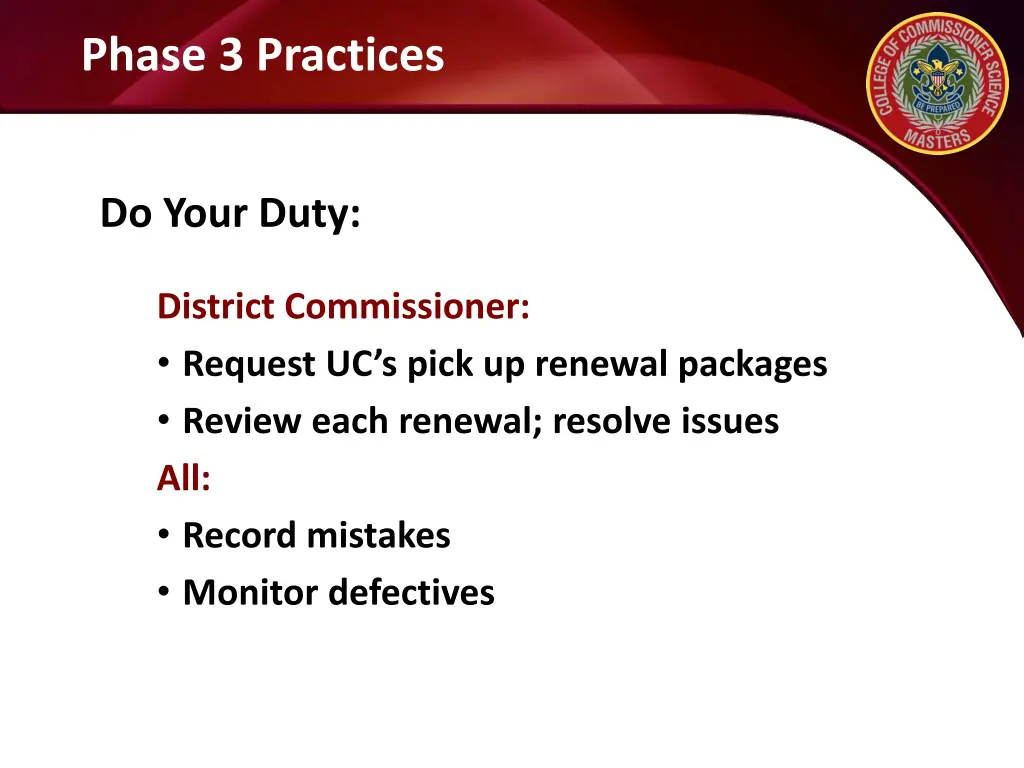 phase 3 practices