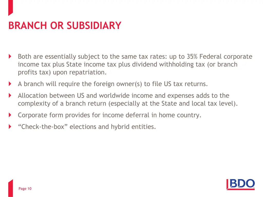 branch or subsidiary