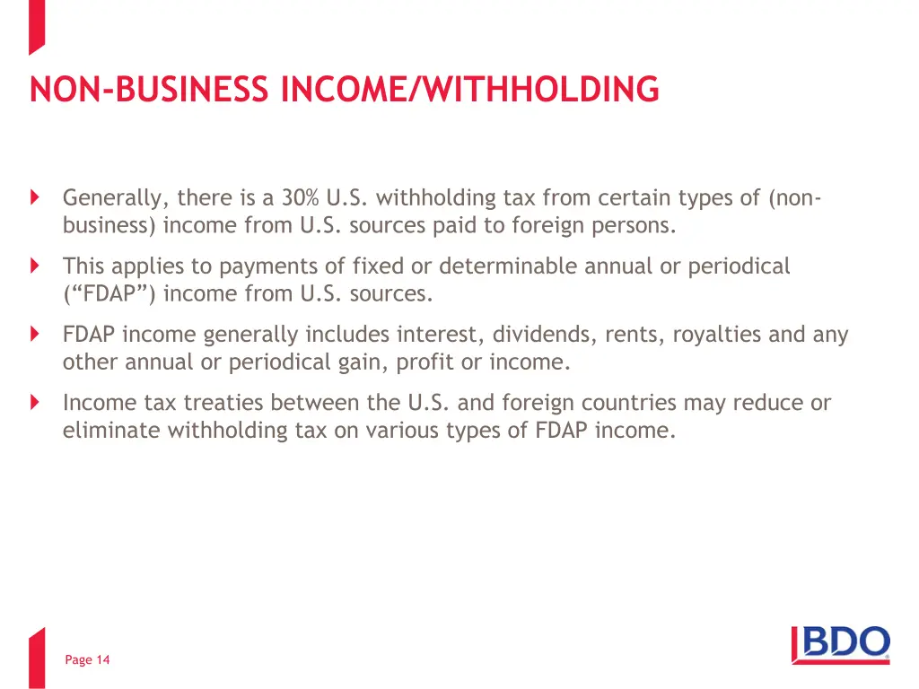 non business income withholding