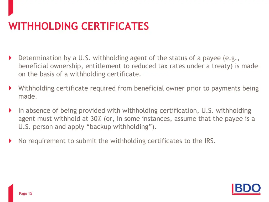 withholding certificates