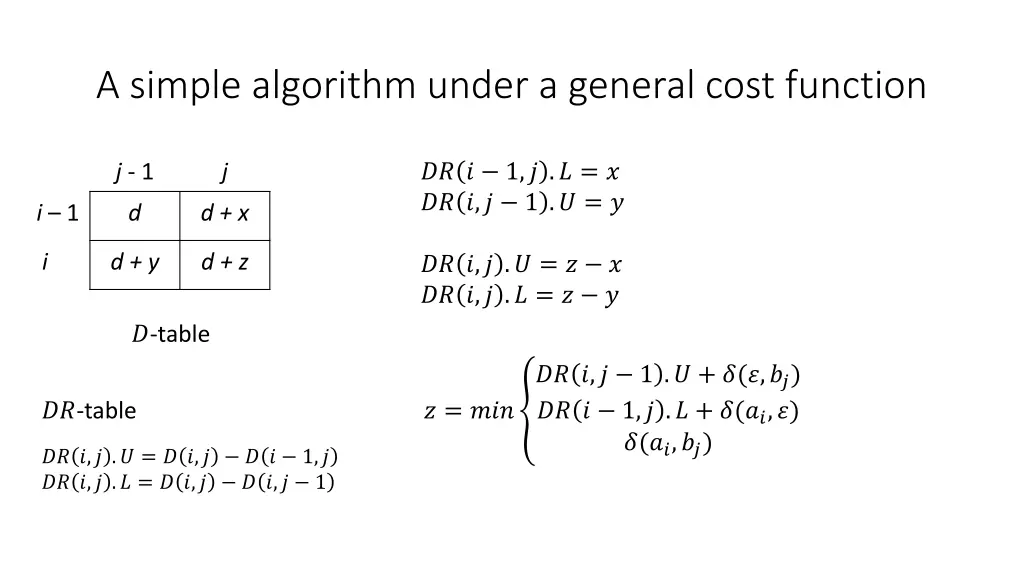 a simple algorithm under a general cost function 9