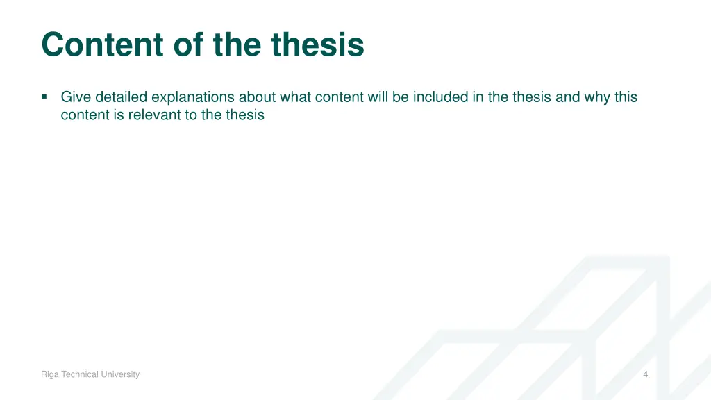 content of the thesis