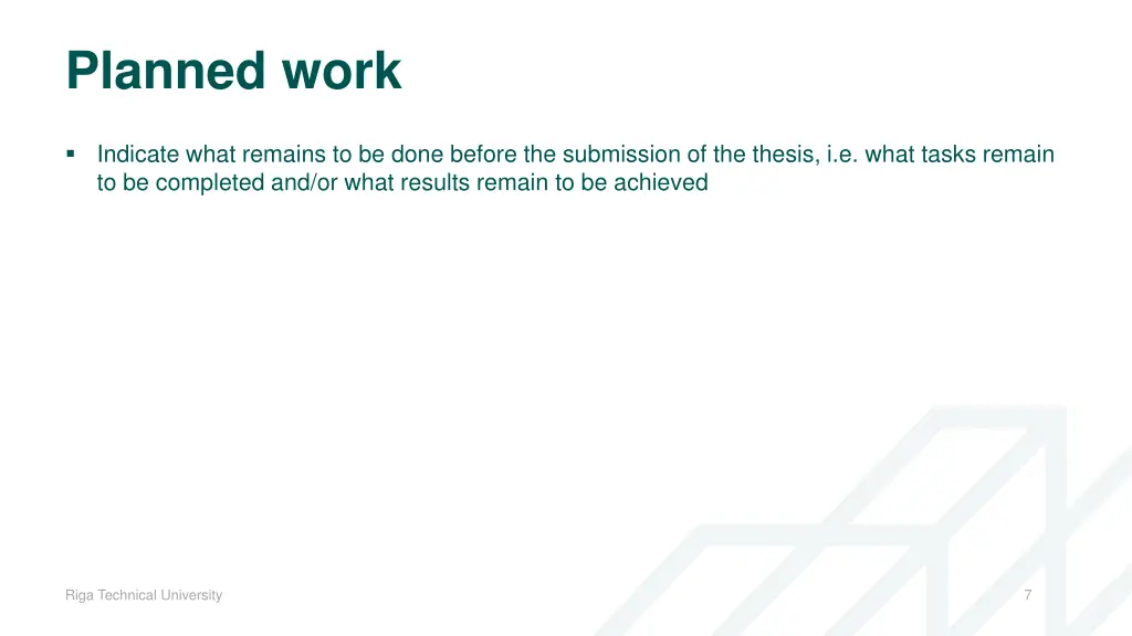 planned work