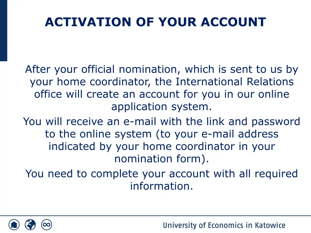 activation of your account