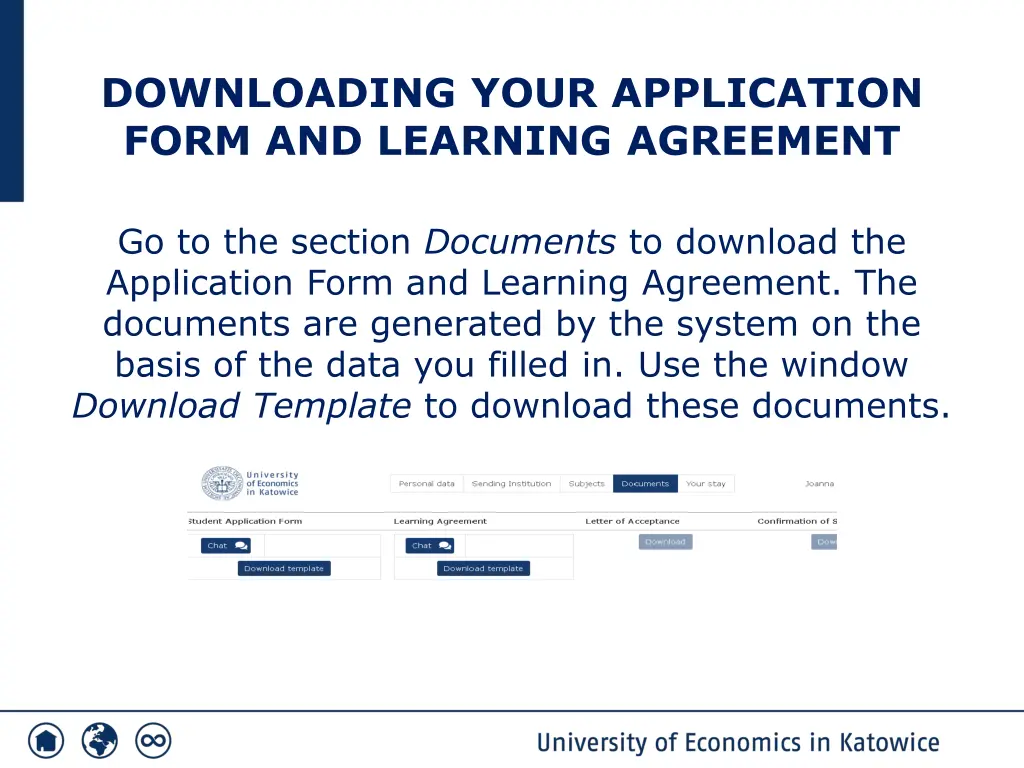 downloading your application form and learning