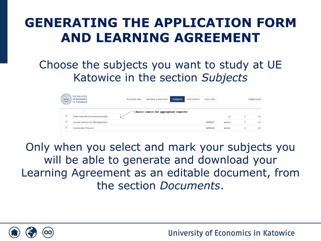 generating the application form and learning