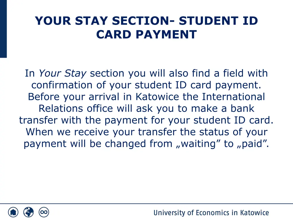 your stay section student id card payment