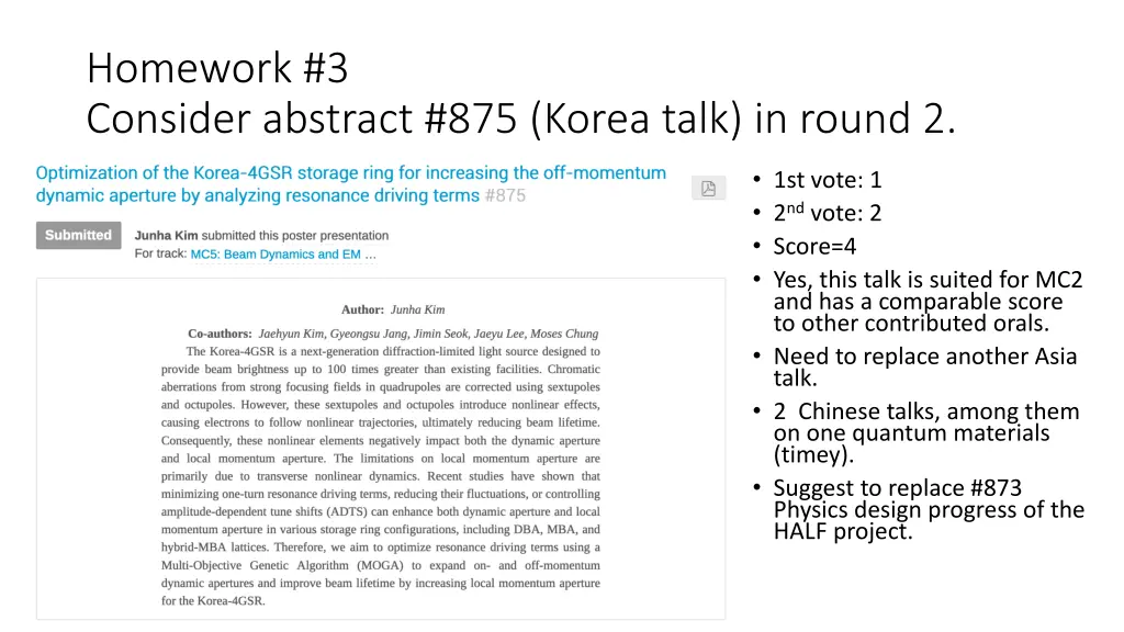 homework 3 consider abstract 875 korea talk