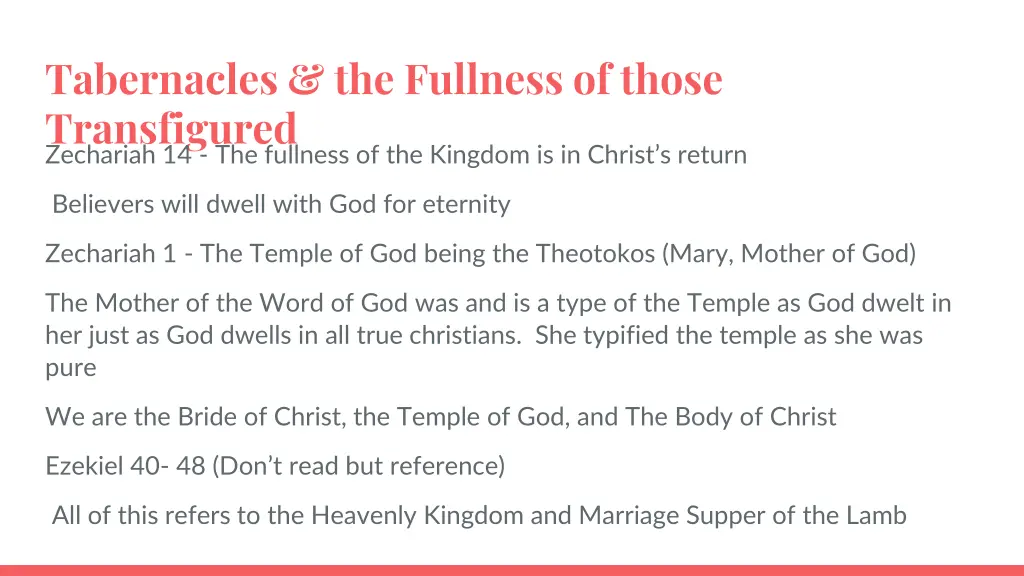 tabernacles the fullness of those transfigured