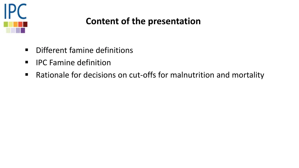 content of the presentation