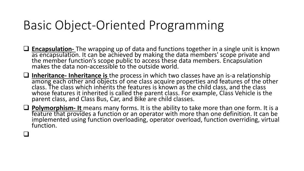 basic object oriented programming