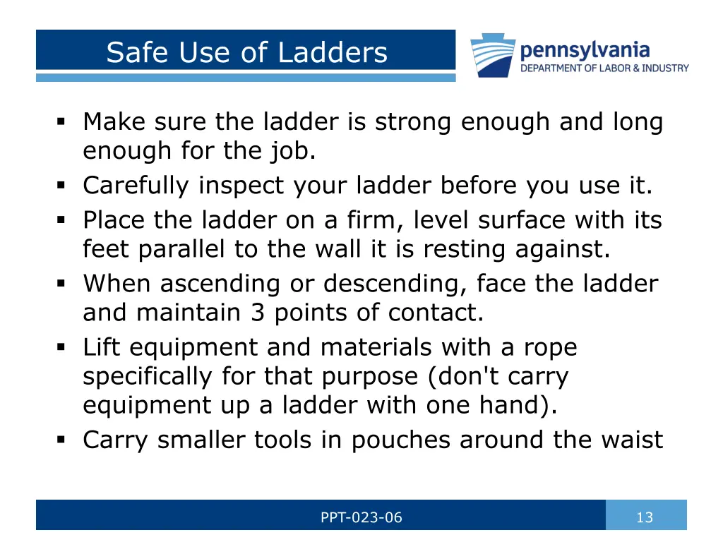 safe use of ladders