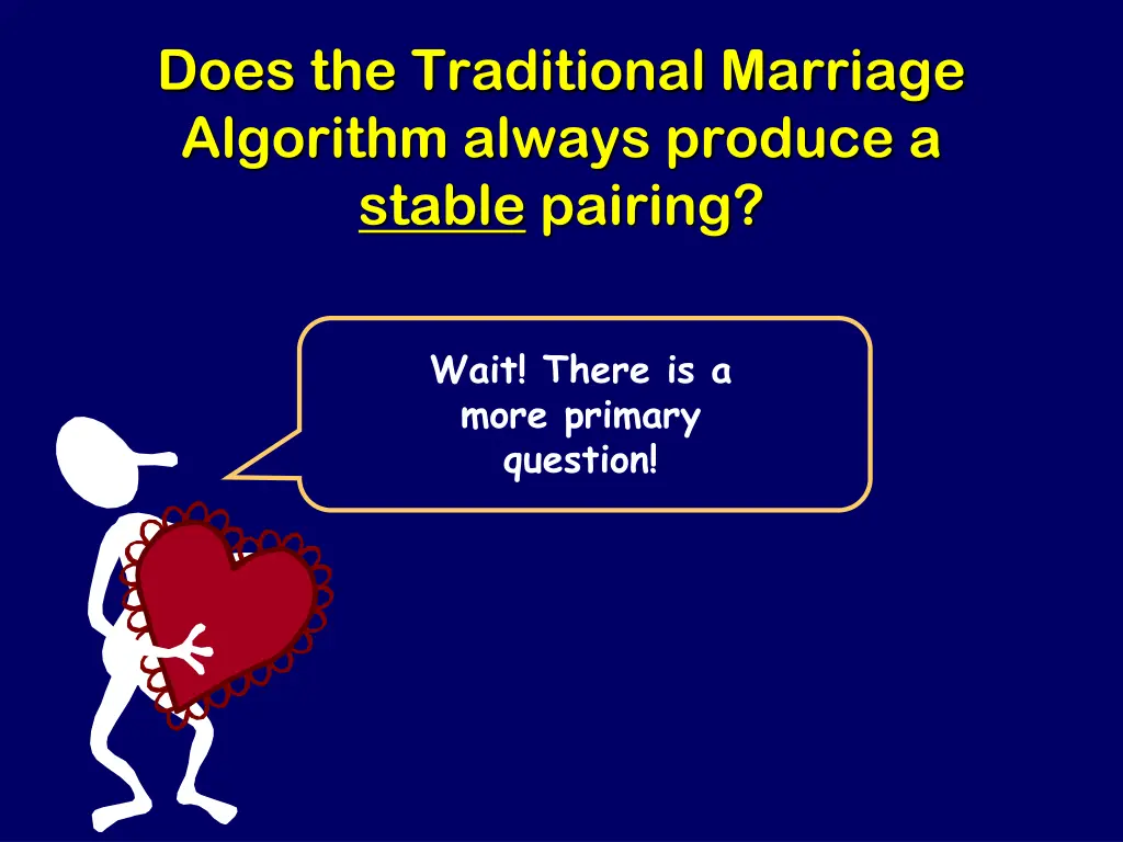 does the traditional marriage algorithm always 1