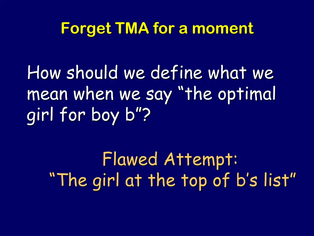 forget tma for a moment