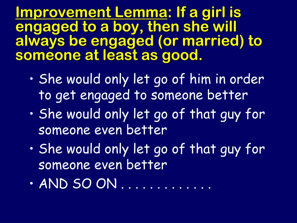 improvement lemma if a girl is engaged