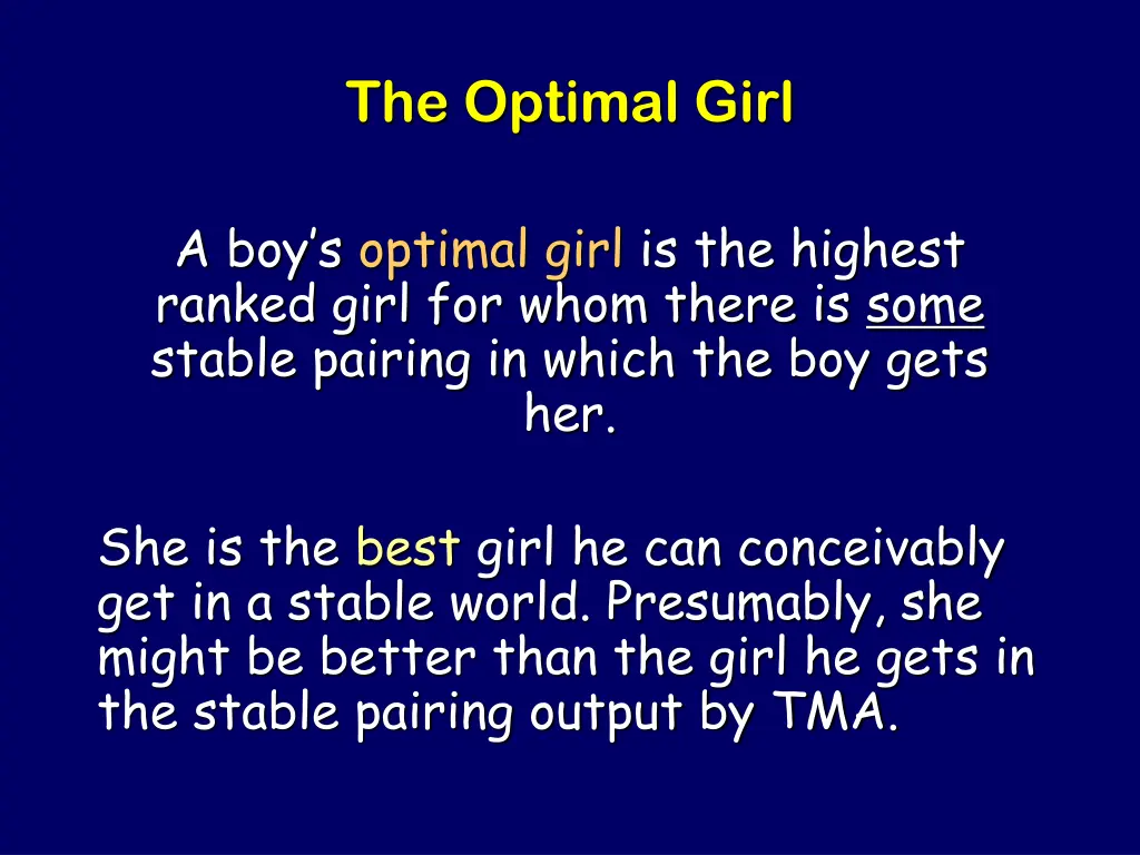the optimal girl