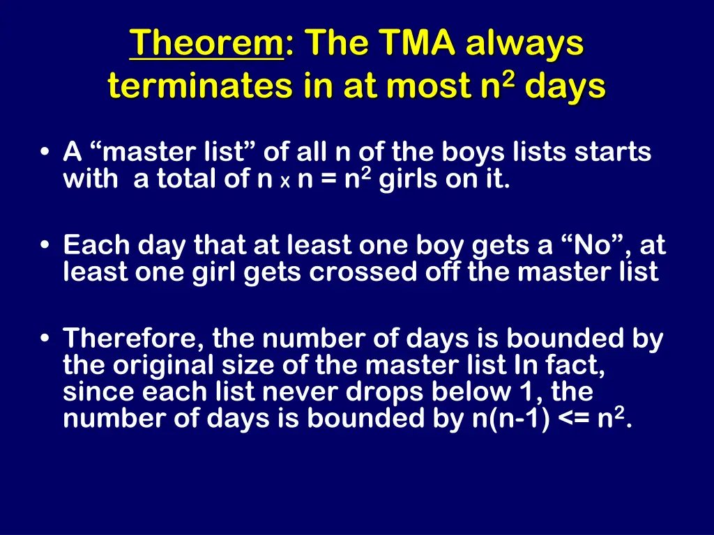 theorem the tma always terminates in at most