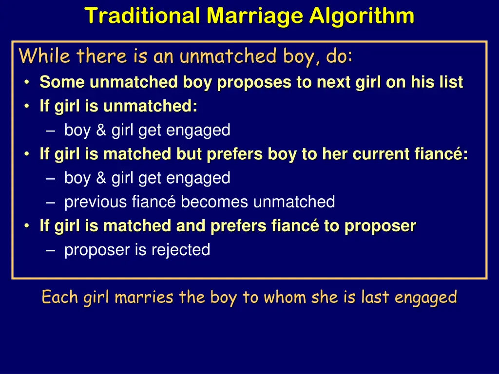 traditional marriage algorithm 1