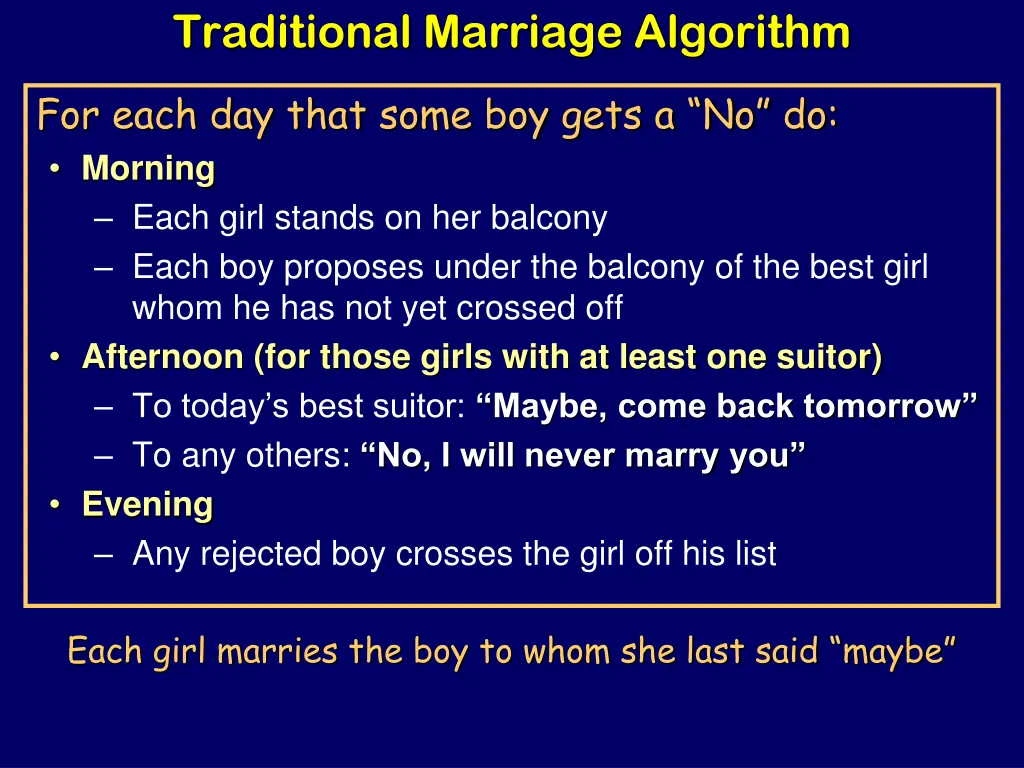 traditional marriage algorithm