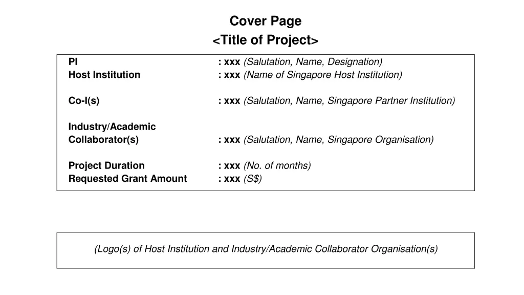 cover page title of project