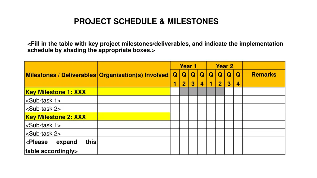 project schedule milestones
