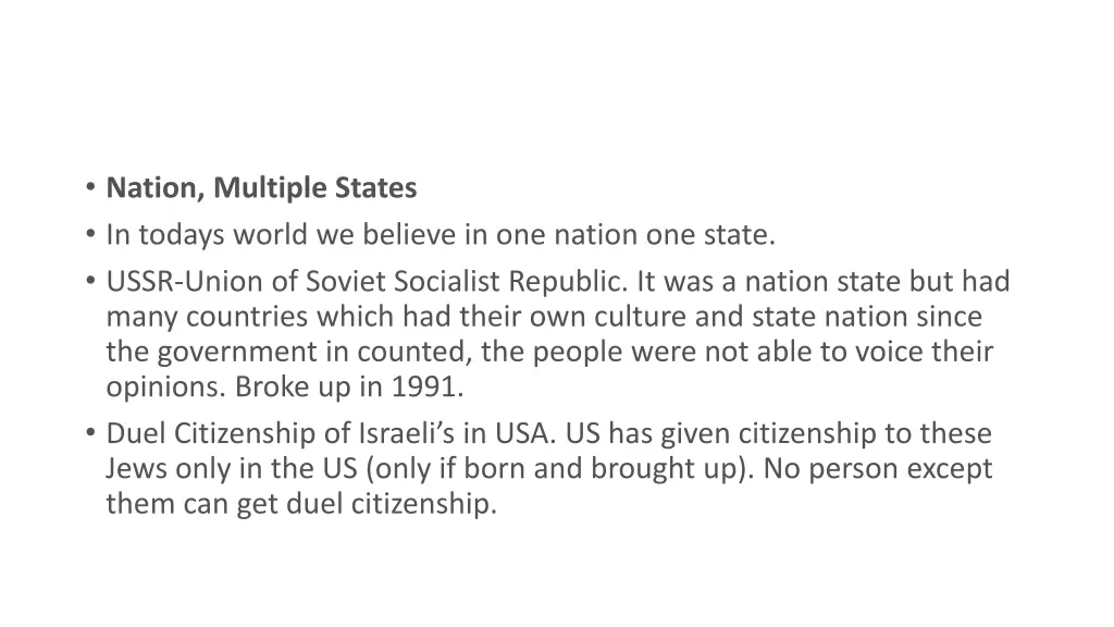 nation multiple states in todays world we believe