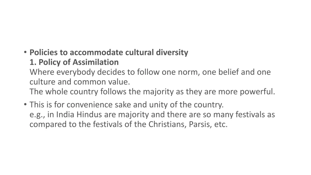 policies to accommodate cultural diversity
