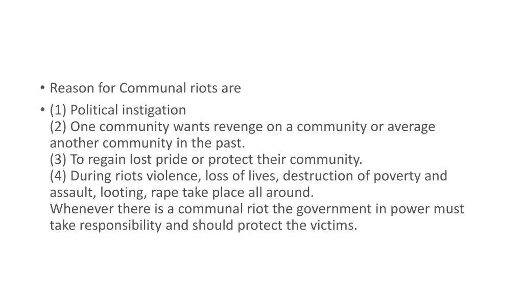 reason for communal riots are 1 political