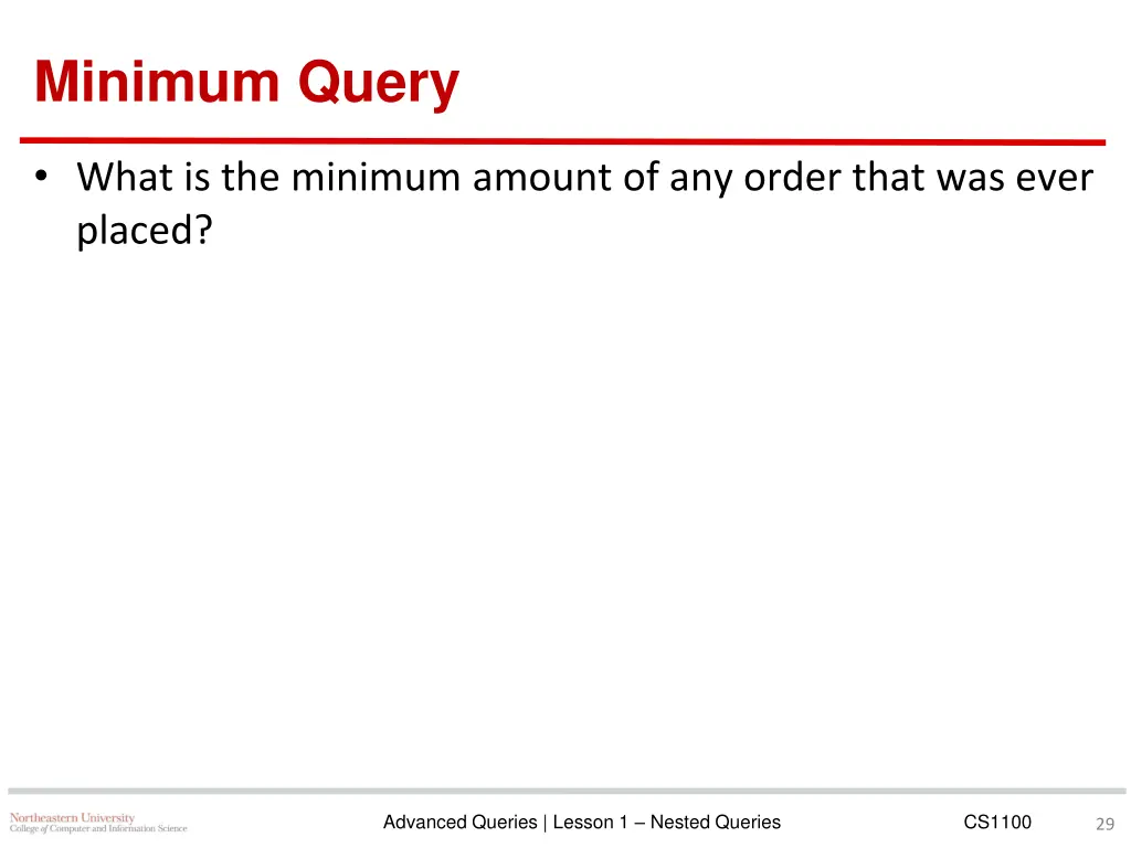 minimum query