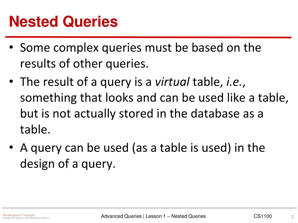 nested queries